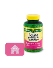 Bottle of Spring Valley Folate Dietary Supplement with 1,333 mcg per tablet, 400-count