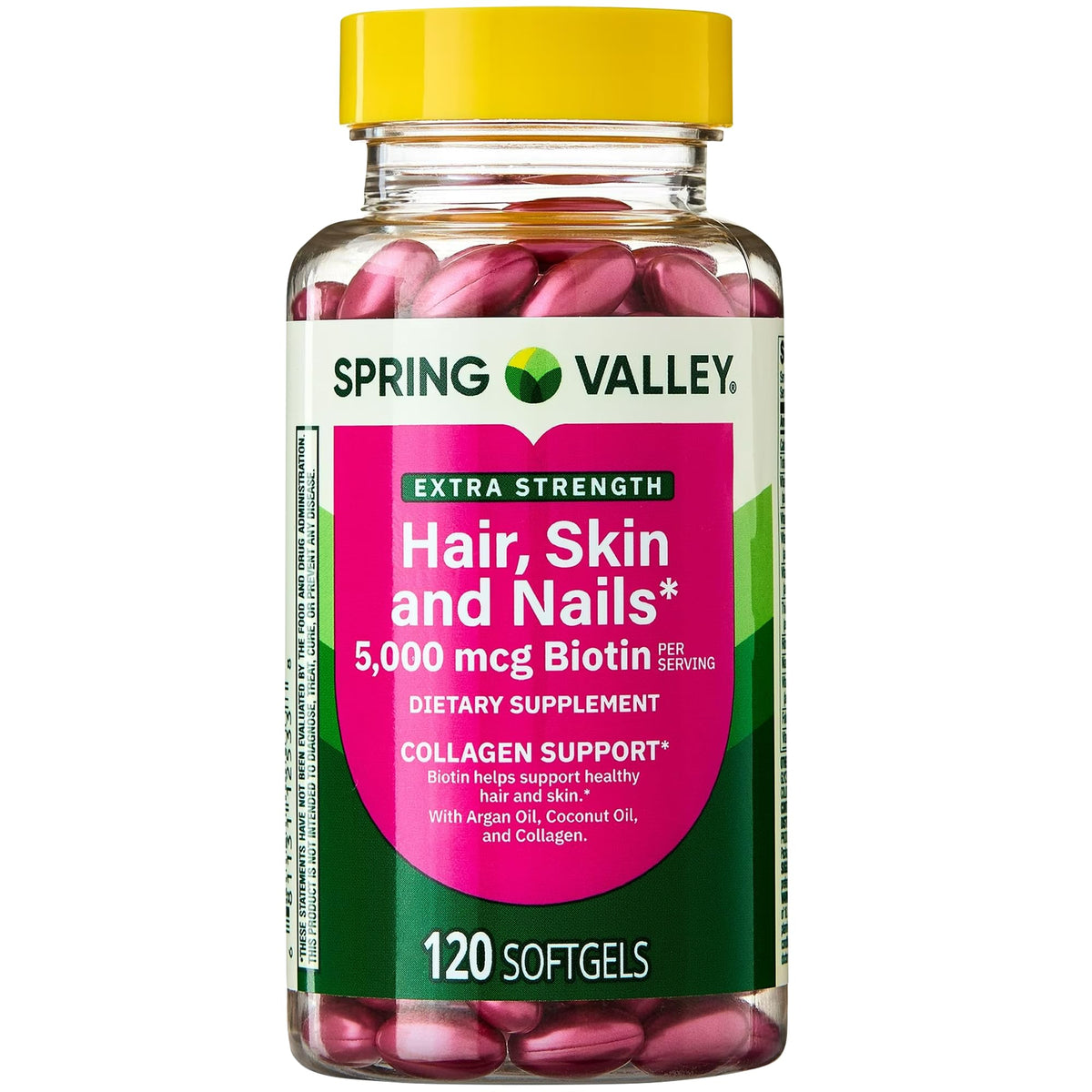 Spring Valley Hair Skin Nails softgel bottle with 120-count
