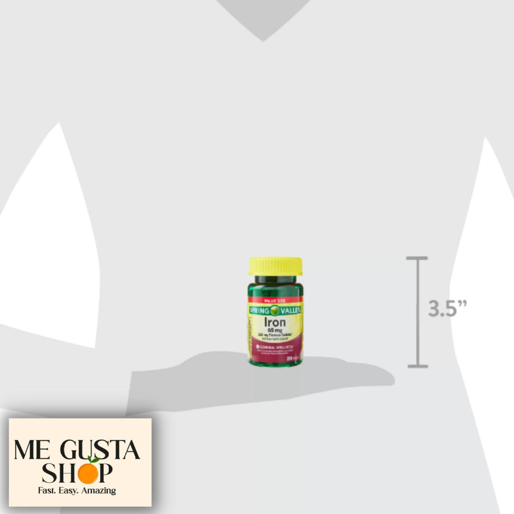 Nutrition facts label for Spring Valley Iron Tablets 65 mg