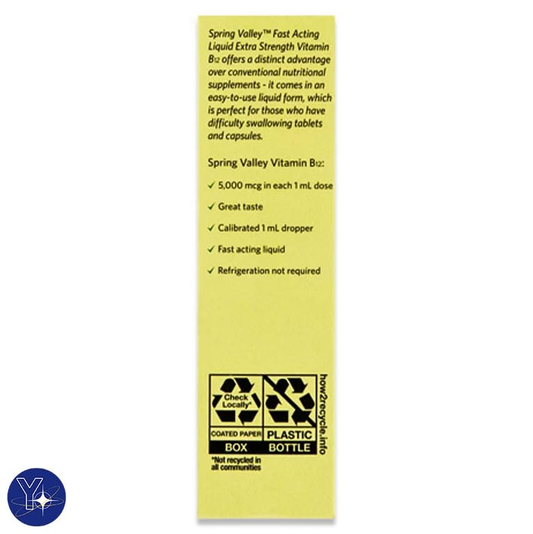 General view of Spring Valley Liquid Vitamin B12 Berry bottle with packaging