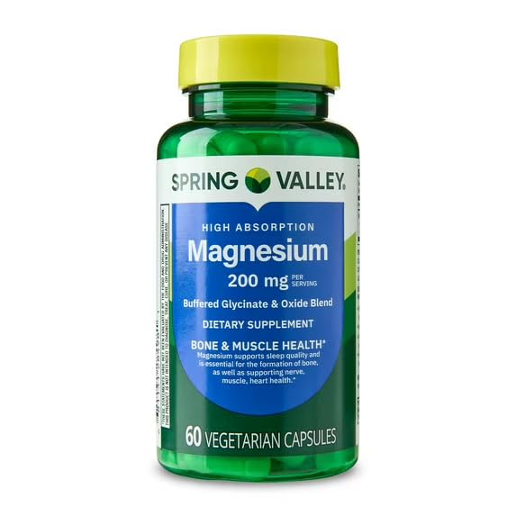 Spring Valley High Absorption Magnesium 200 mg bottle with 60 capsules