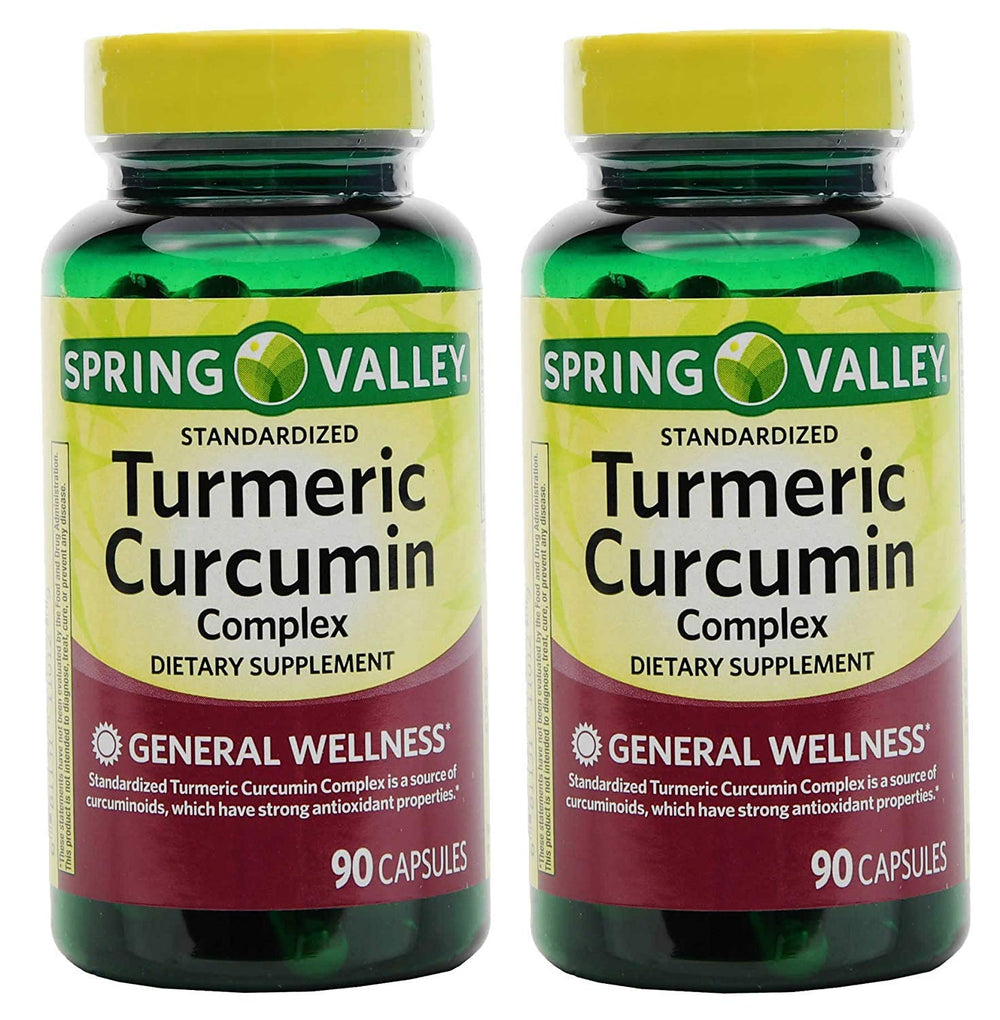 Spring Valley Turmeric Curcumin Complex with Ginger Powder capsules, 500 mg per capsule, 90-count bottle, 2-pack