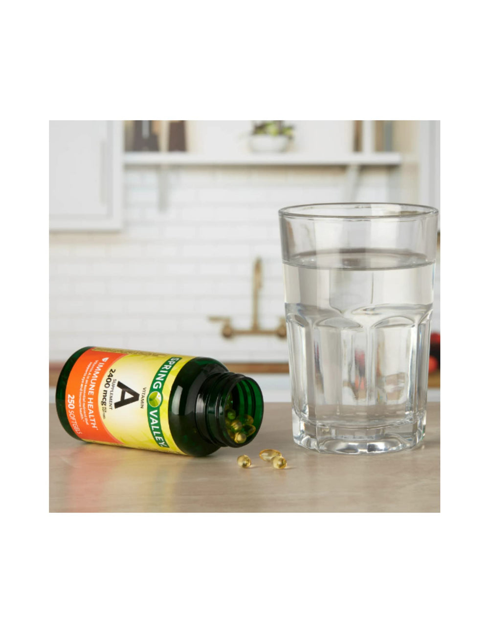 Close-up of Spring Valley Vitamin A bottle