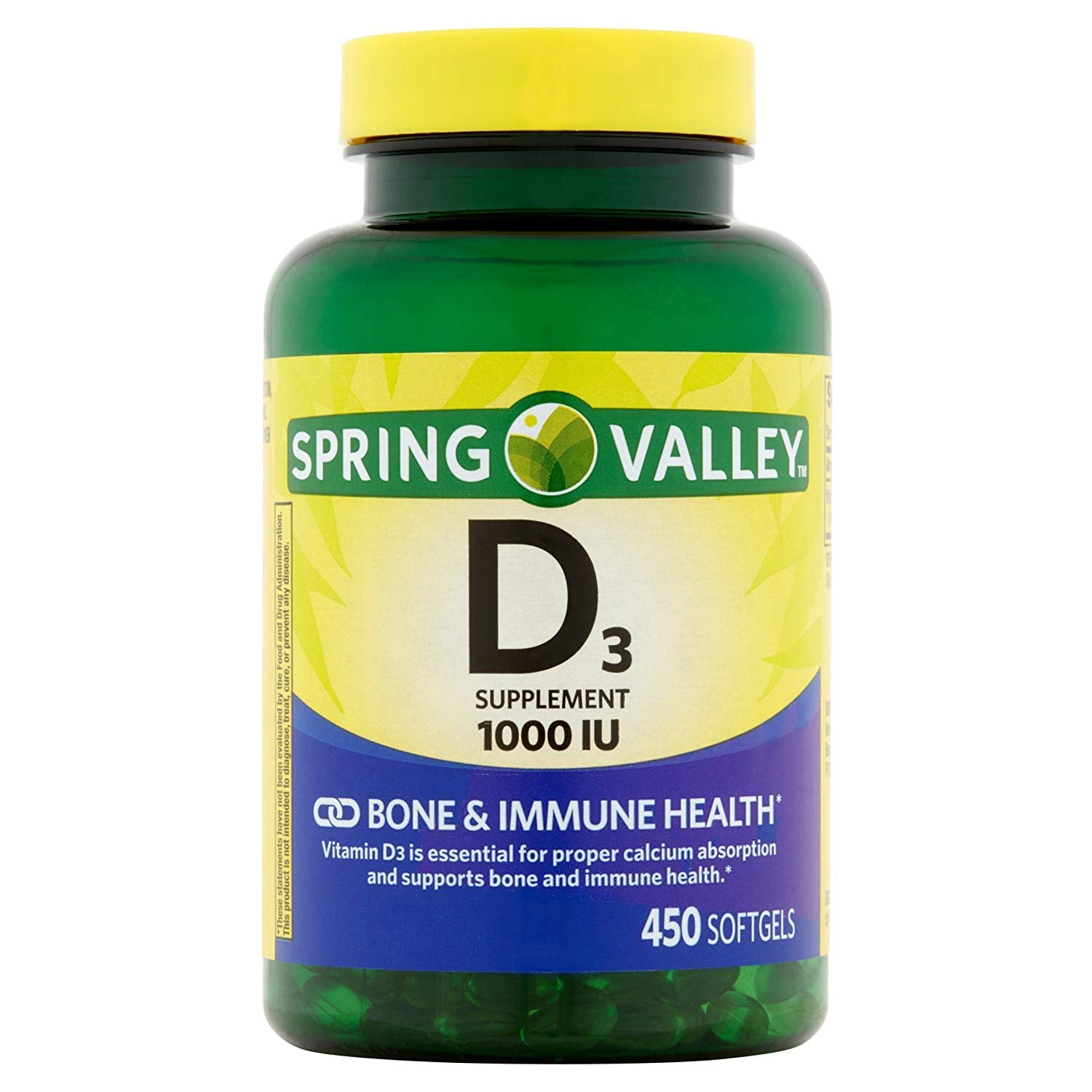 Spring Valley Vitamin D-3 1000 IU softgel bottle