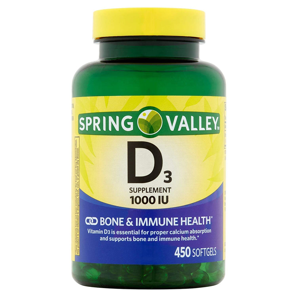 Spring Valley Vitamin D-3 1000 IU softgel bottle