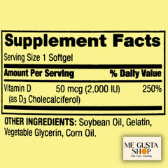 Back label displaying dosage and supplement facts