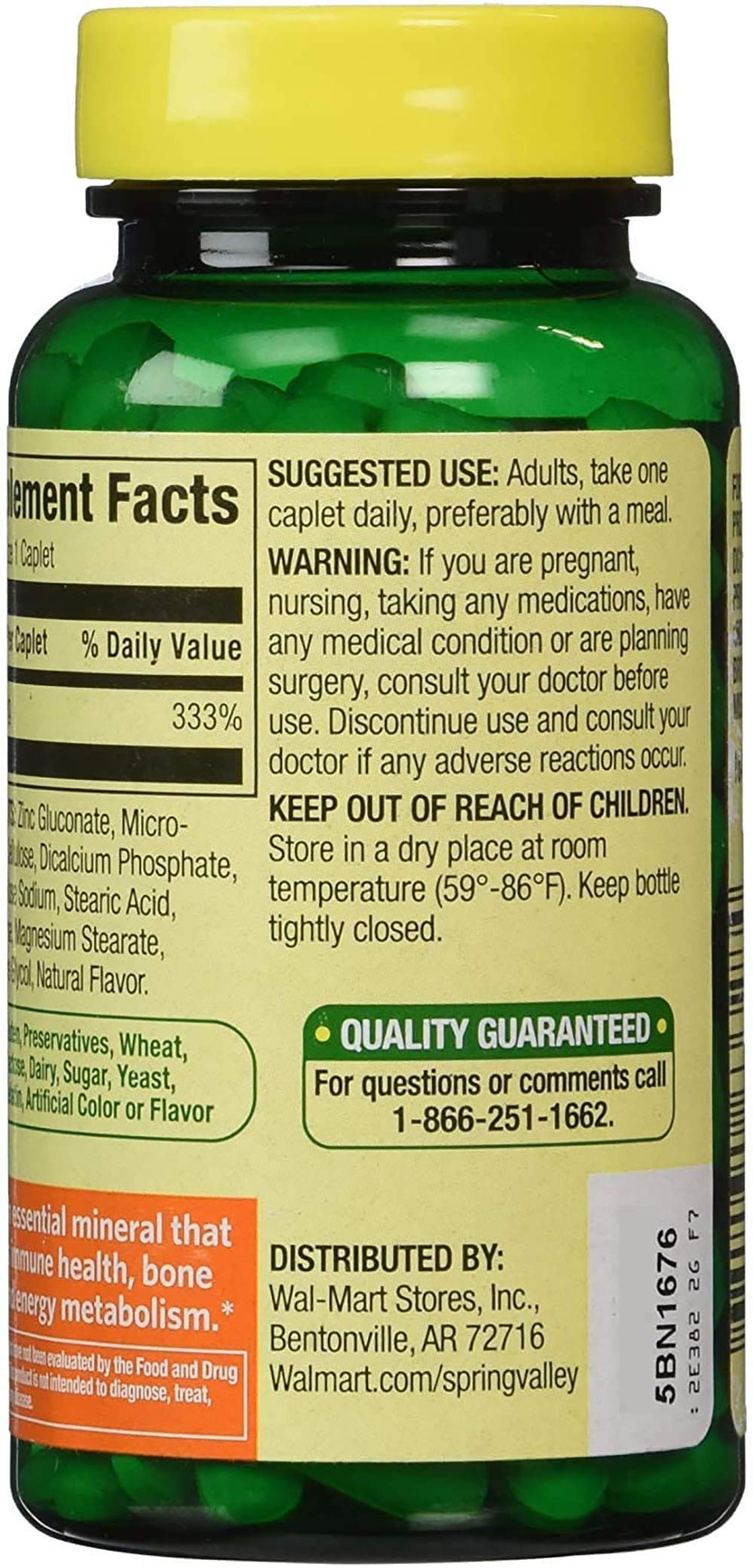 Natural zinc source illustration for Spring Valley supplement