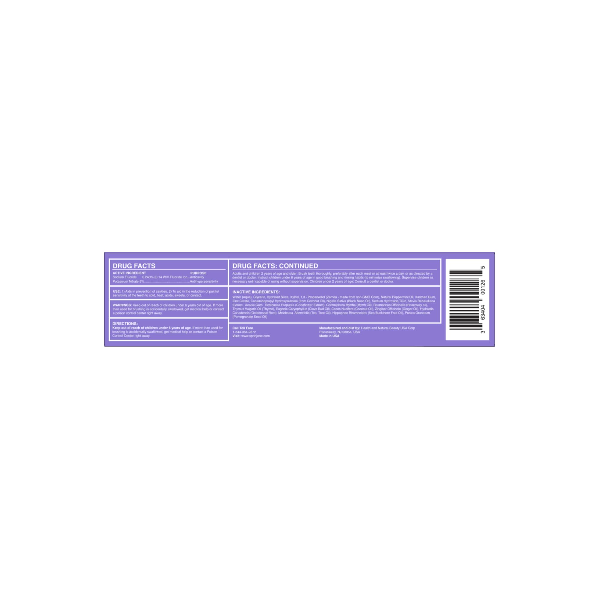 Product display of SprinJene 2-pack toothpaste