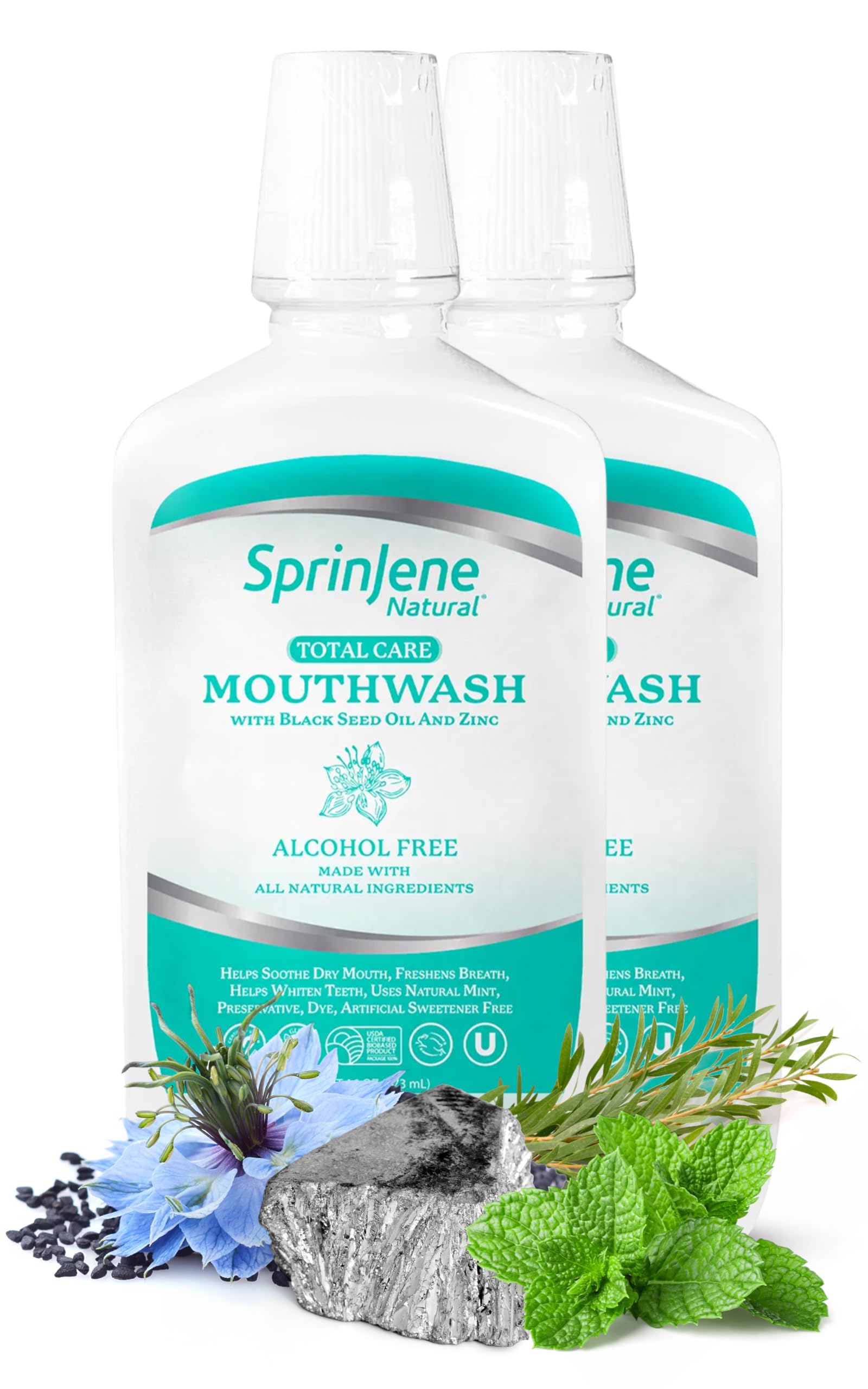 SprinJene Alcohol Free Mouthwash bottle – 2 pack