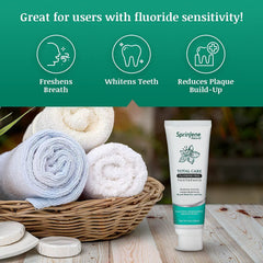 Fluoride-free toothpaste designed for dry mouth relief and fresh breath