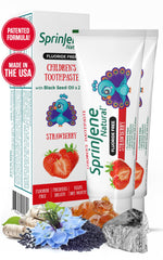 Front view of SprinJene Natural Children's Toothpaste 2-pack packaging