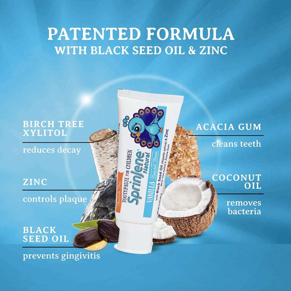 Label showing patented black seed oil and zinc formula