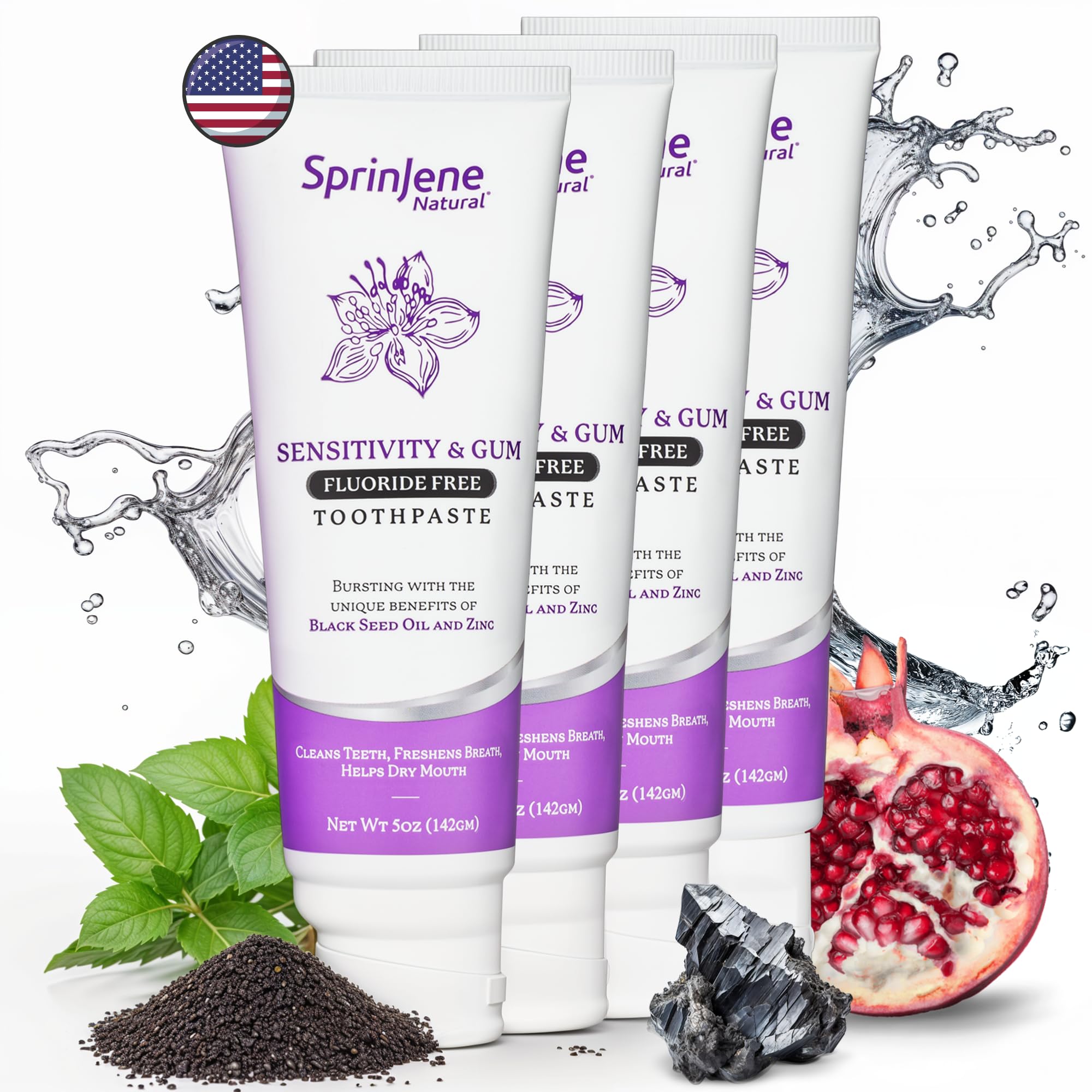 Hero image of SprinJene natural fluoride-free toothpaste 4-pack