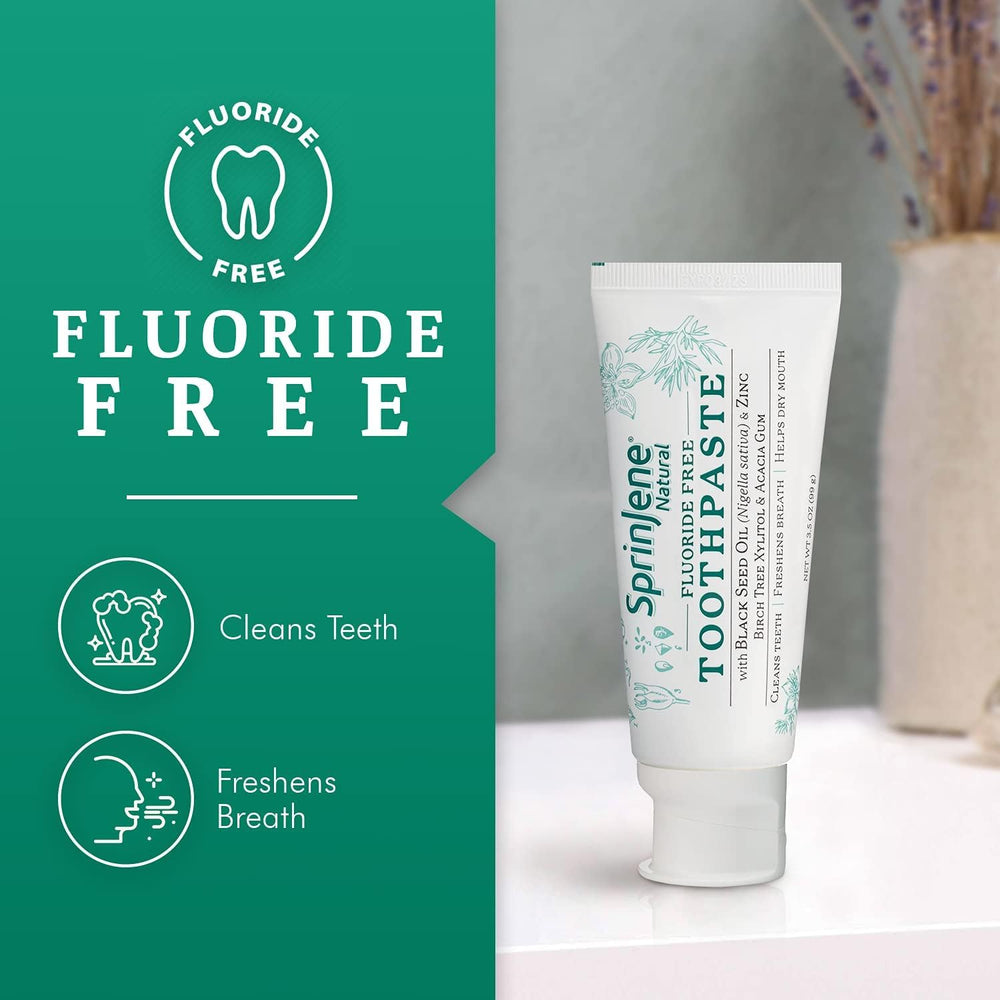 Packaging of SprinJene Natural Toothpaste 4-pack