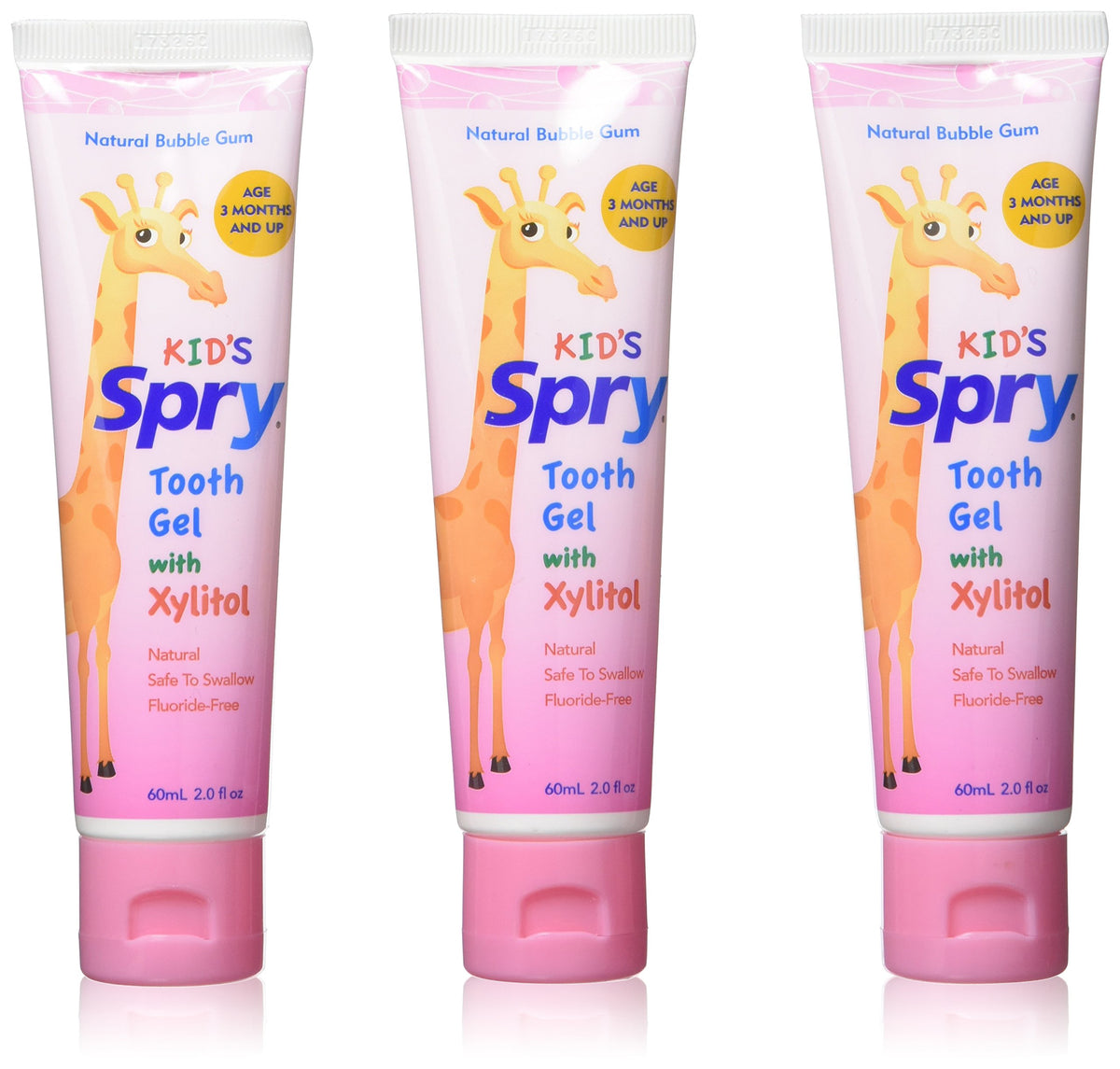 Spry Bubble Gum flavored xylitol toothpaste for babies, toddlers, and kids 3 months and up