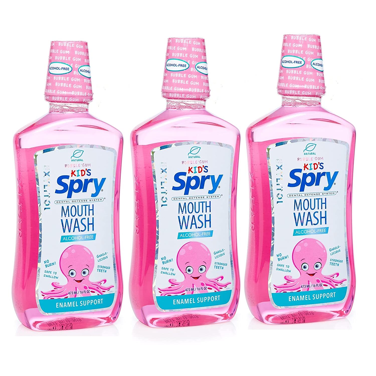 Spry Natural Xylitol Mouthwash Bubble Gum flavor 16 fl oz (Pack of 3)