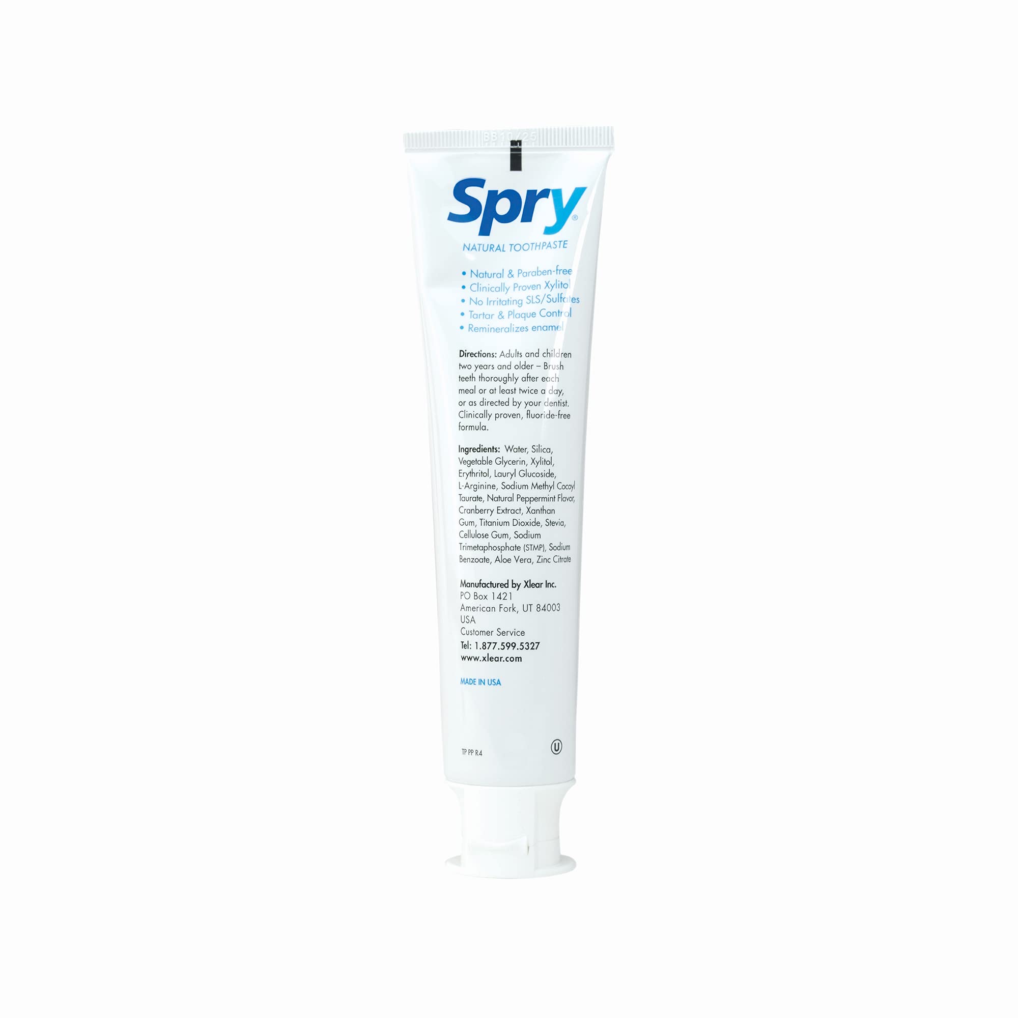 Ingredients highlight: xylitol, silica, calcium remineralization