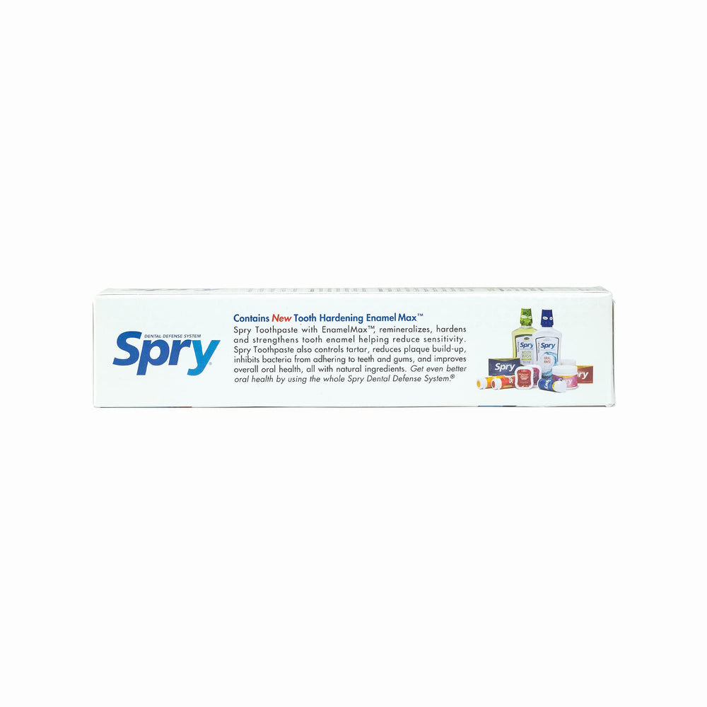 Pack of 6 Spry Xylitol Toothpaste boxes on white background