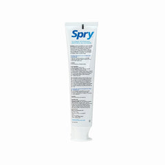 Close-up of toothpaste showing xylitol and fluoride ingredients