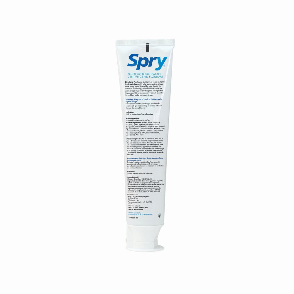 Close up of product label highlighting spearmint scent