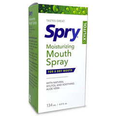 Back label on Spry Mouth Spray bottle, pack of 2
