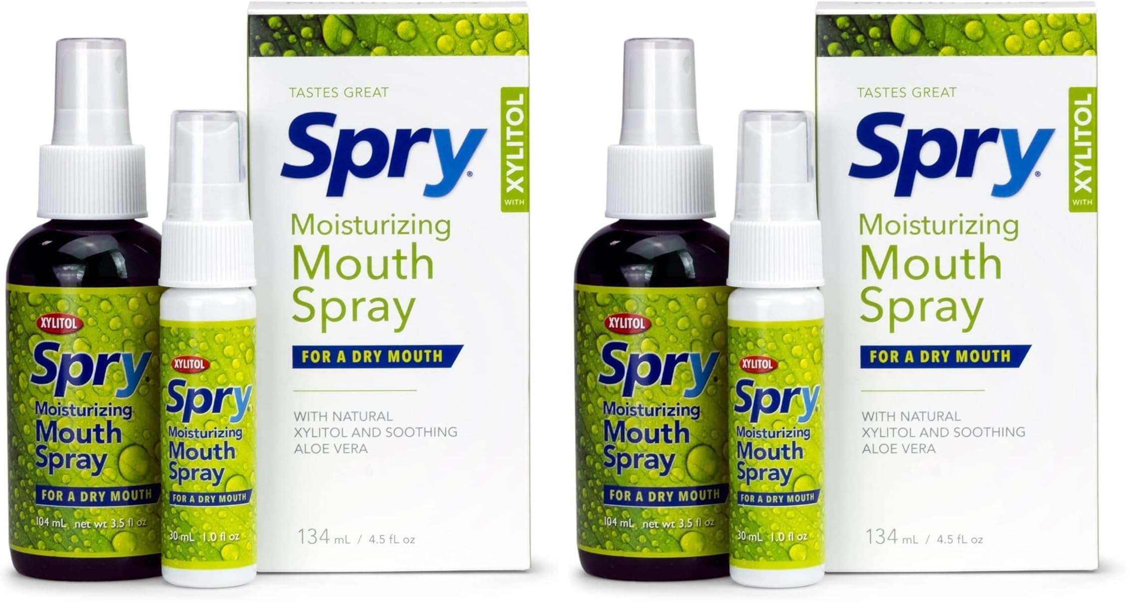 Front view of Spry Natural Xylitol Mouth Spray, pack of 2