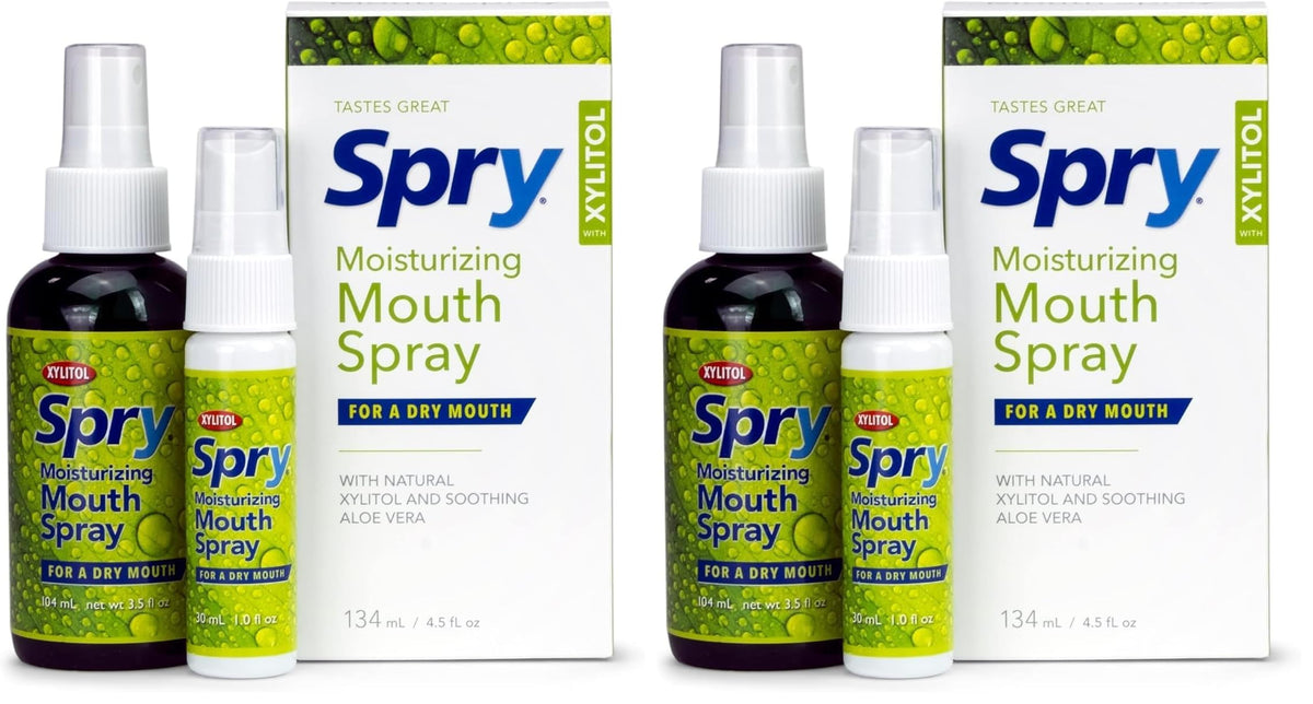 Front view of Spry Natural Xylitol Mouth Spray, pack of 2