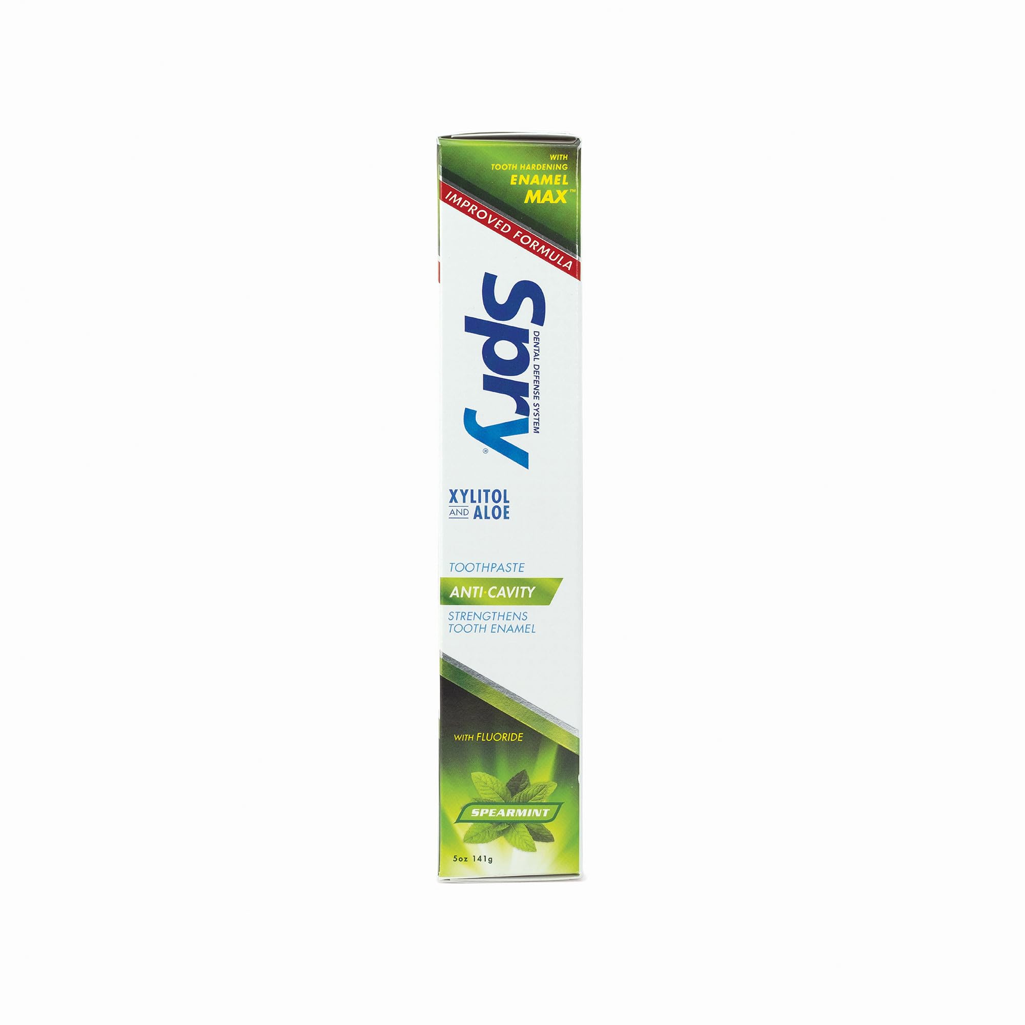 Close up of fluoride toothpaste label with anti-cavity claim