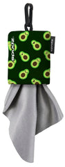SPUDZ Classic microfiber cloth in Avocado neoprene travel pouch with clip