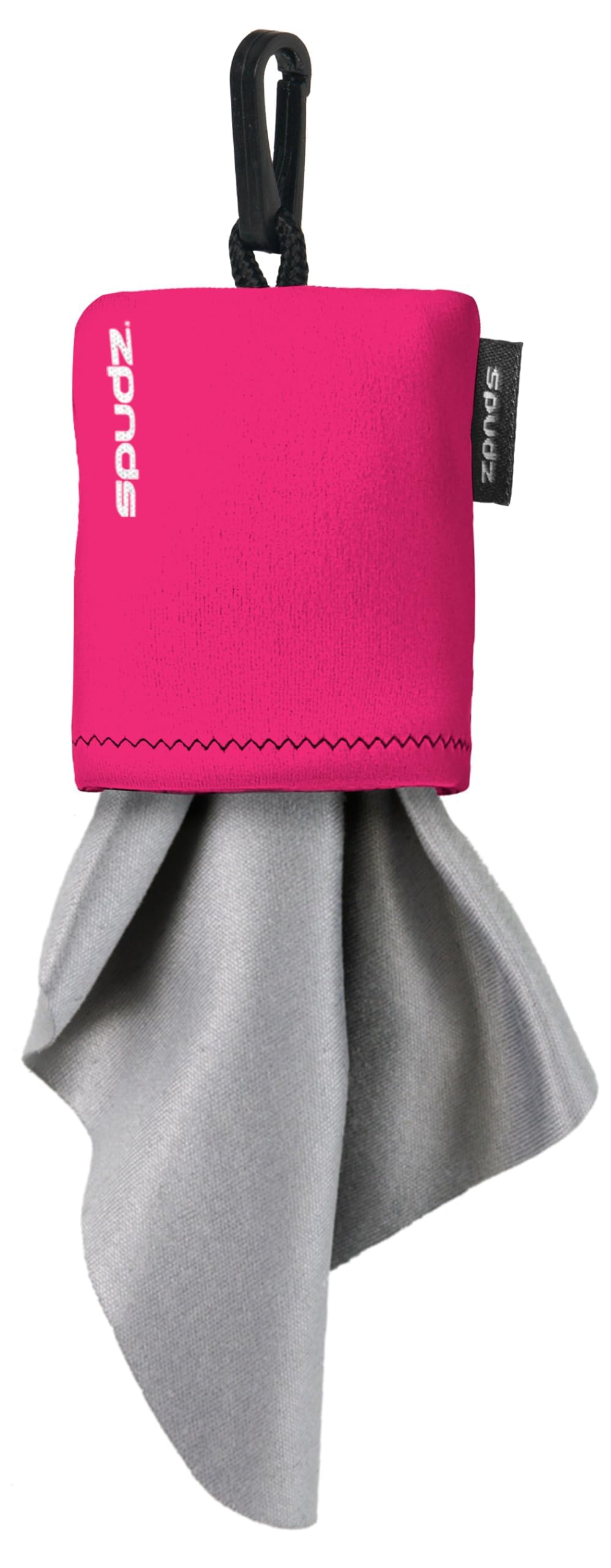 SPUDZ Classic Microfiber Lens Cleaner in pink with clip-on travel pouch (2-pack)