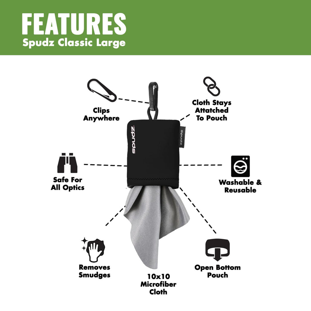 Microfiber cloth secured inside the pouch
