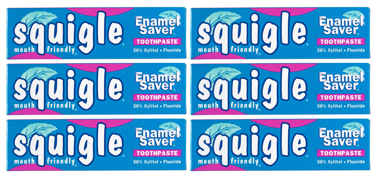 Squigle Enamel Saver Toothpaste 6-Pack front view