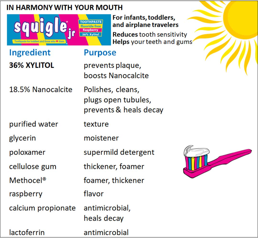 Raspberry flavor Squigle Jr toothpaste