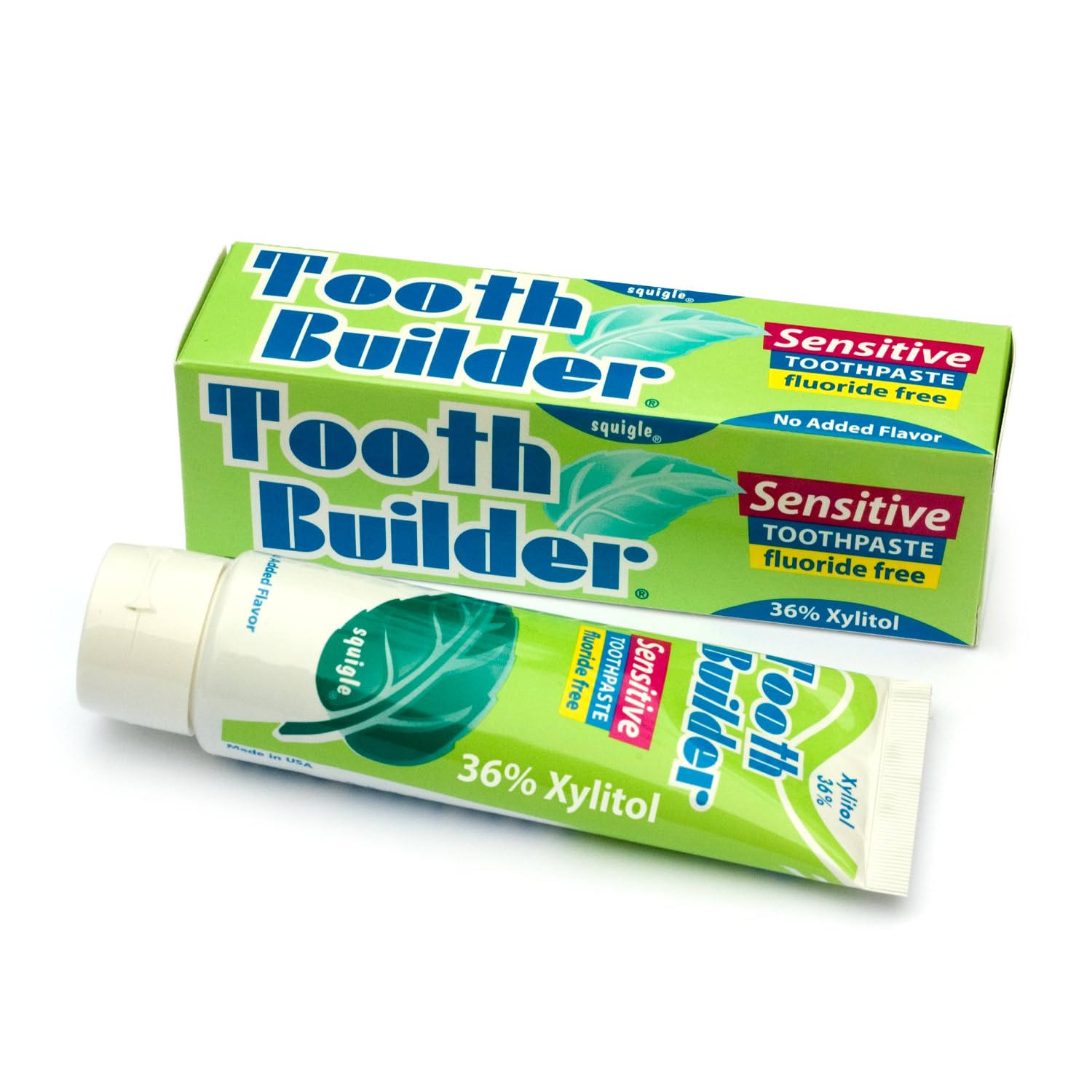Product image: Squigle Tooth Builder toothpaste bottle with 4 oz packaging