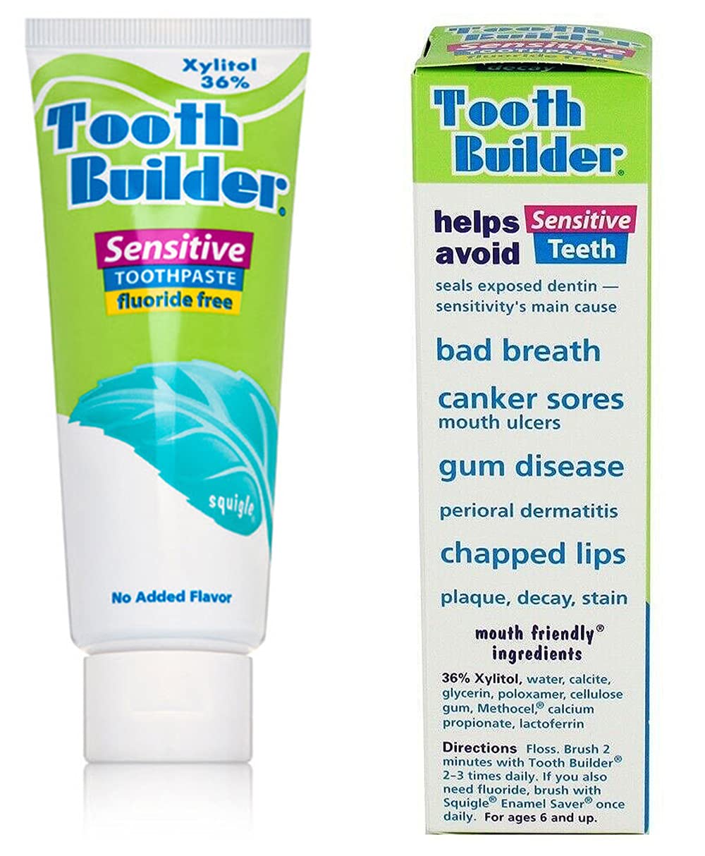 Packaging for 12 tubes of Squigle Tooth Builder, unflavored
