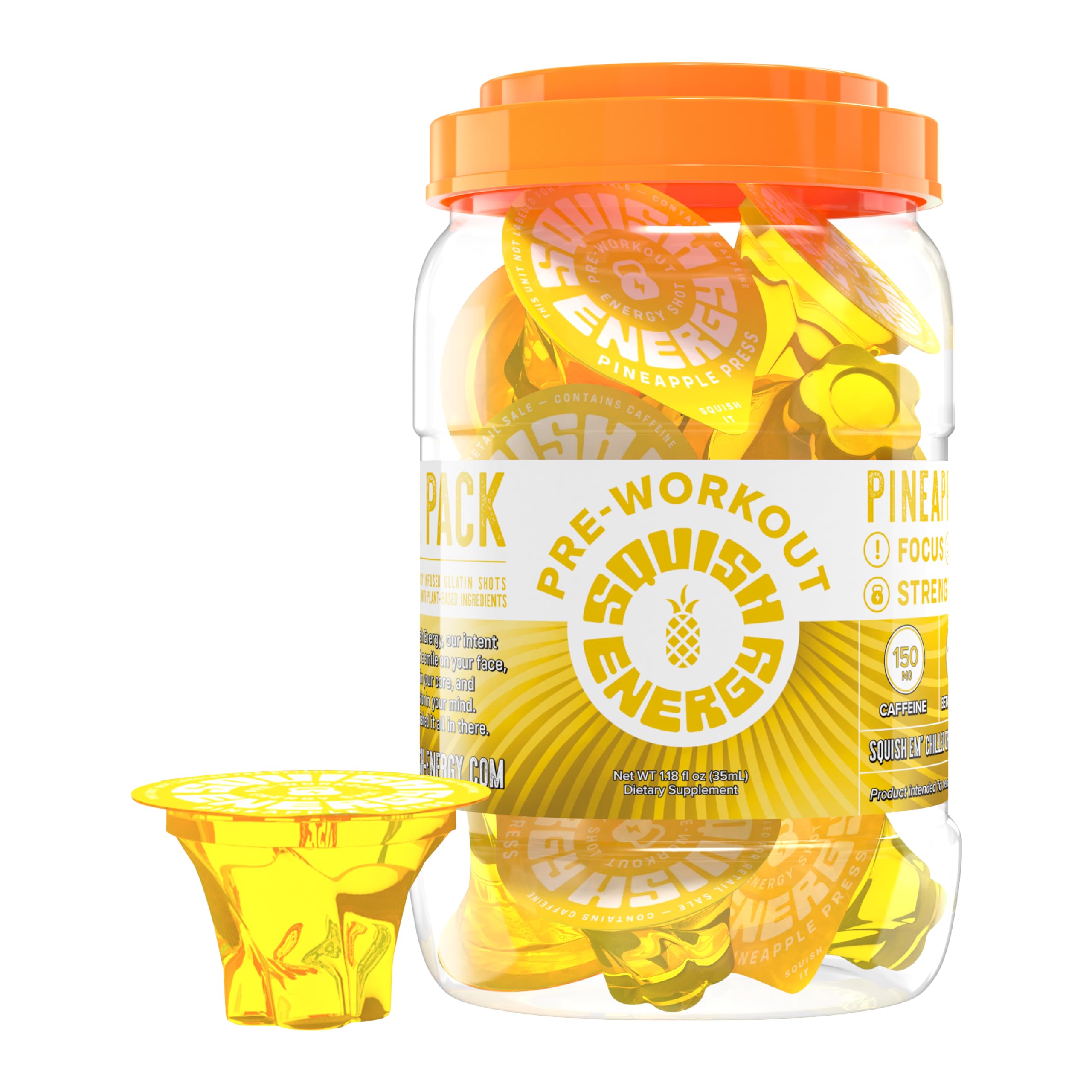 Squish Energy pre-workout gummy shot pineapple pack boosts on-the-go energy