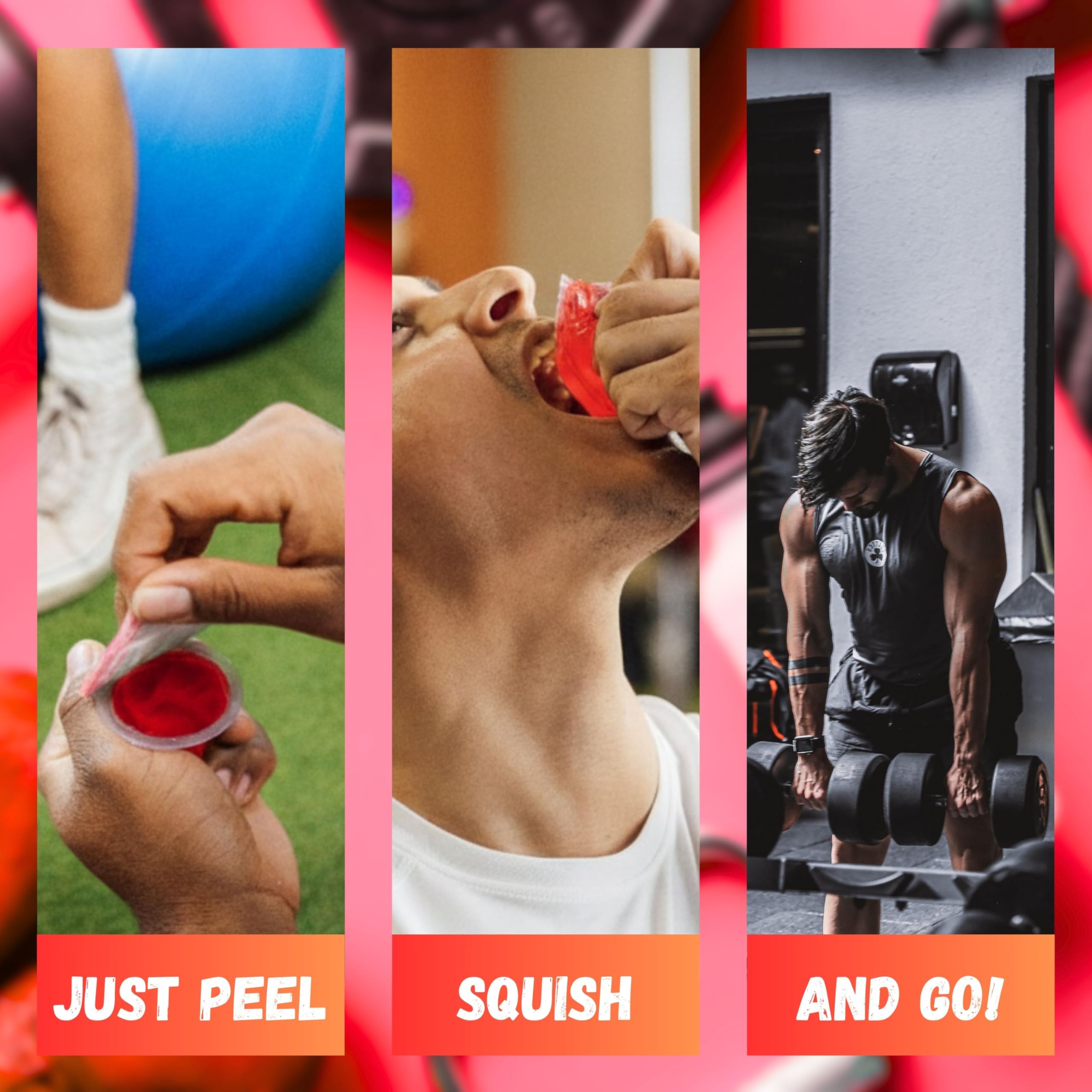 Squish Energy Pre-Workout gummies Blue Razz on-the-go setup for fast-acting energy.