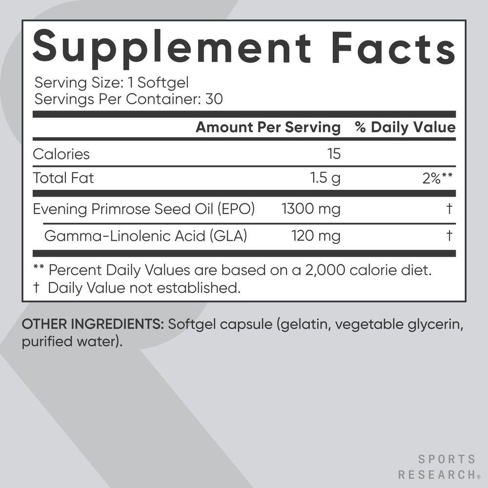 Gluten-free and Non-GMO ingredients label for primrose oil