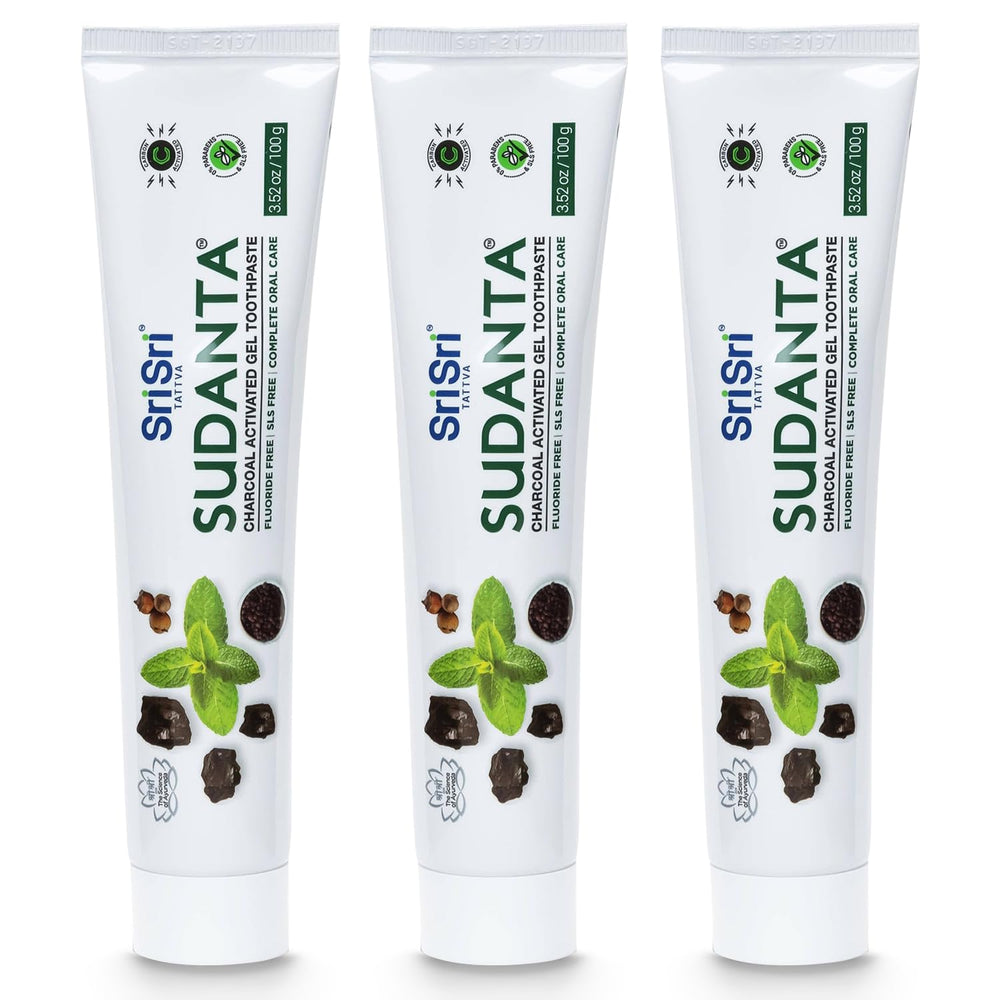 Front view of Sri Sri Tattva Sudanta Charcoal Toothpaste Gel 100g pack3