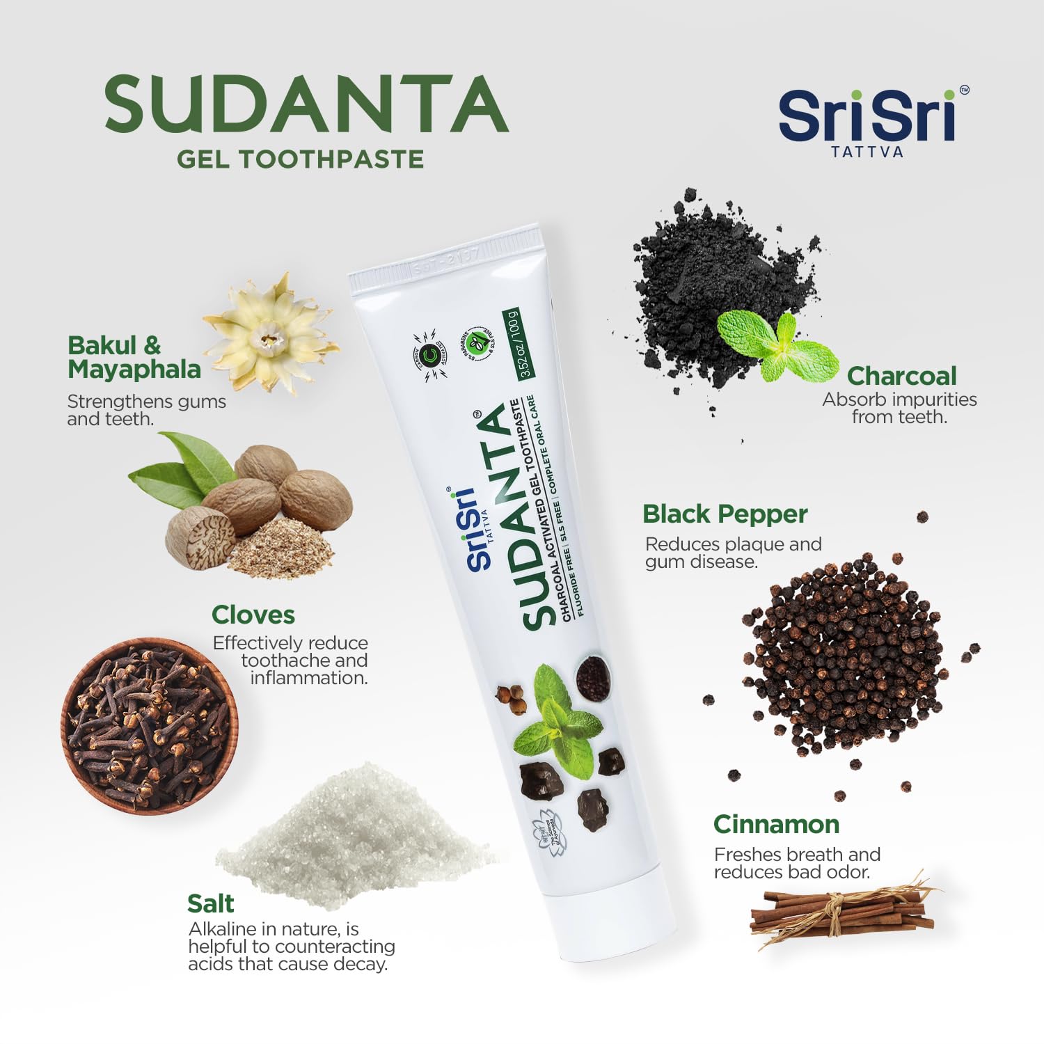 Neem and Ayurvedic herbs concept for Sudanta toothpaste