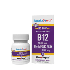 Superior Source No Shot B-12 Methylcobalamin Sublingual Tablet 10000 mcg - front view