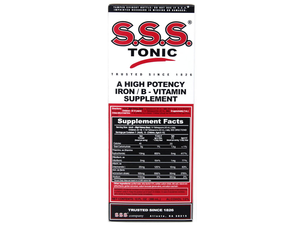 SSS Tonic 10oz bottle with product label