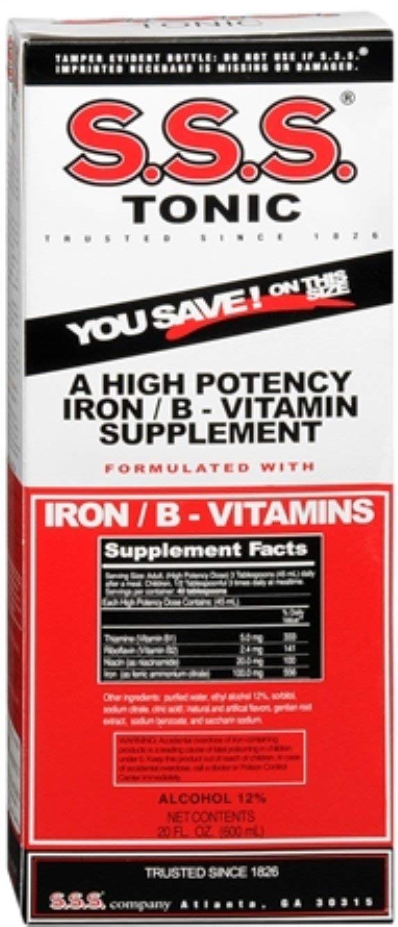 Front view of SSS Company S.S.S. Tonic Liquid packaging - 20 Fl Oz each