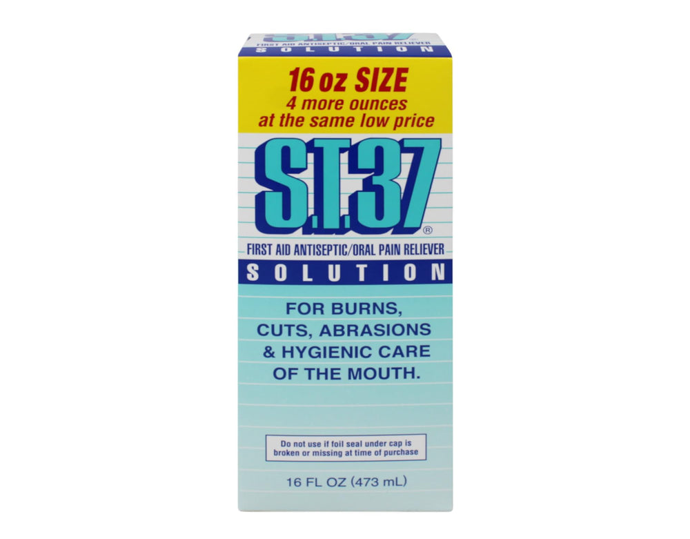 ST 37 antiseptic solution bottle label close-up with NDC 69846-860-01