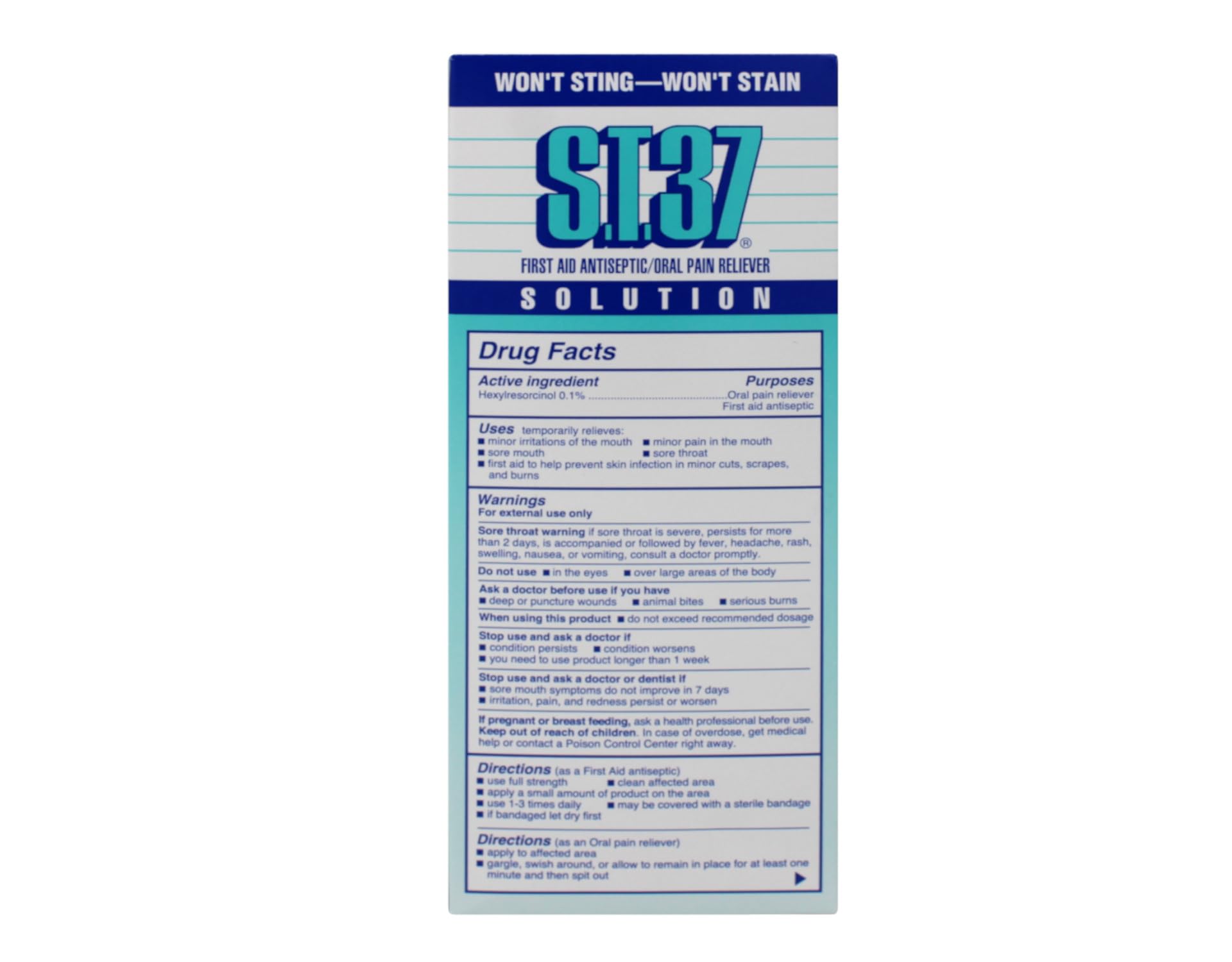 Open ST 37 antiseptic solution bottle showing liquid