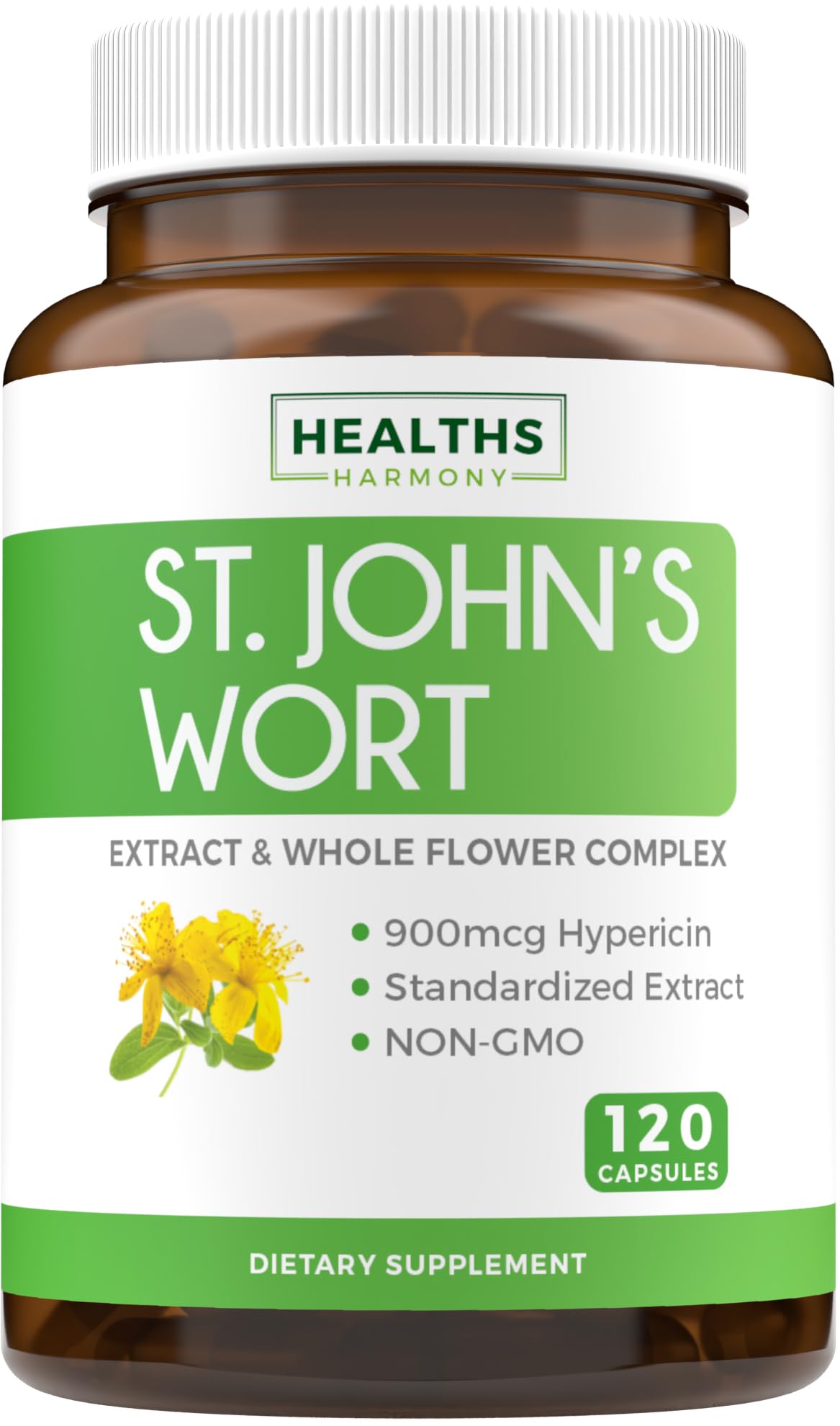 Bottle of St John's Wort capsules with 120 caps