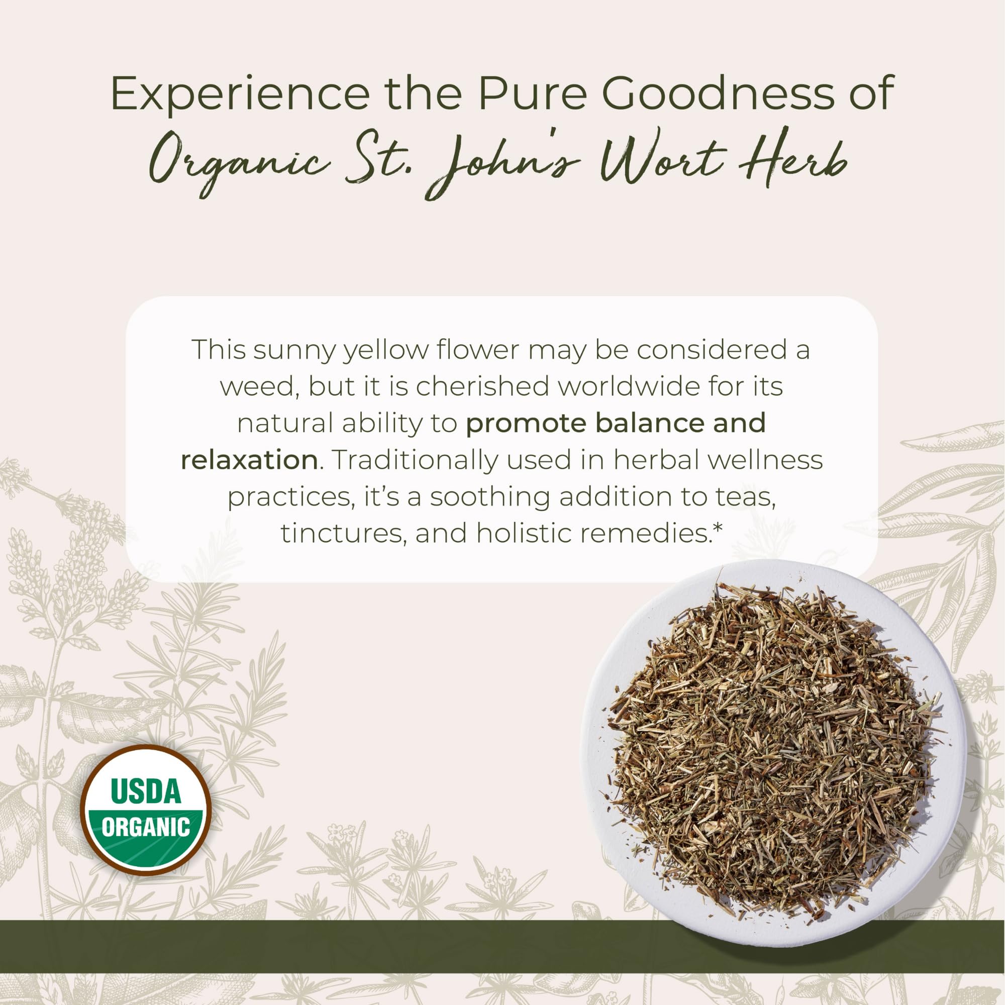 Dried St. John's Wort flowers, organic Hypericum perforatum