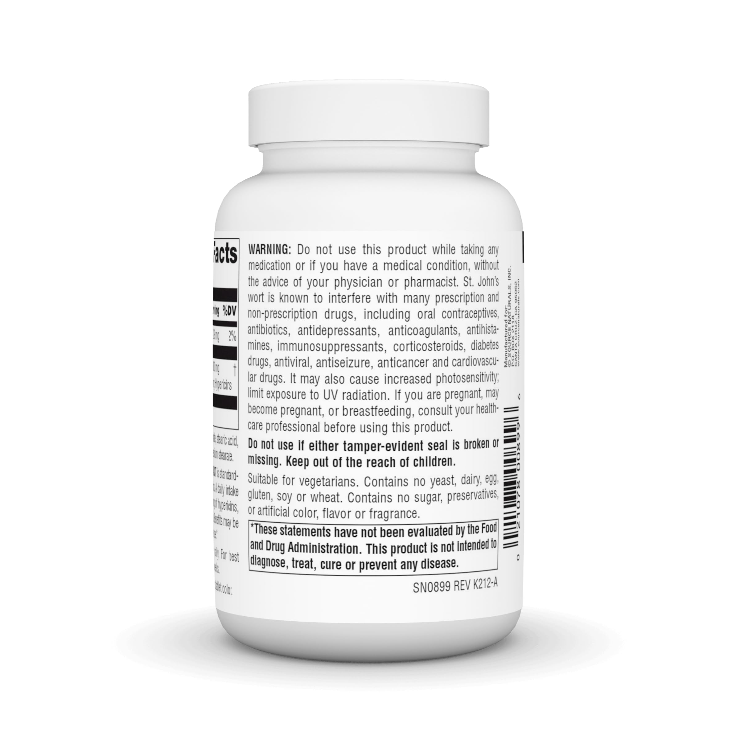 Vegetarian-friendly Source Naturals St. John's Wort Extract bottle