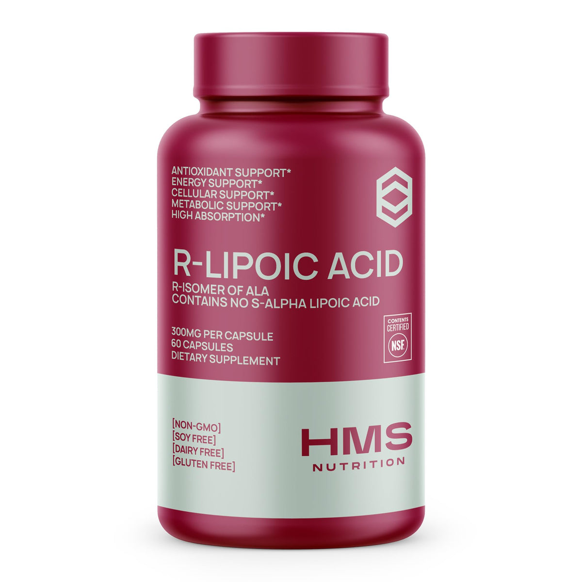 Stabilized R-Lipoic Acid 300mg bottle with 60 capsules