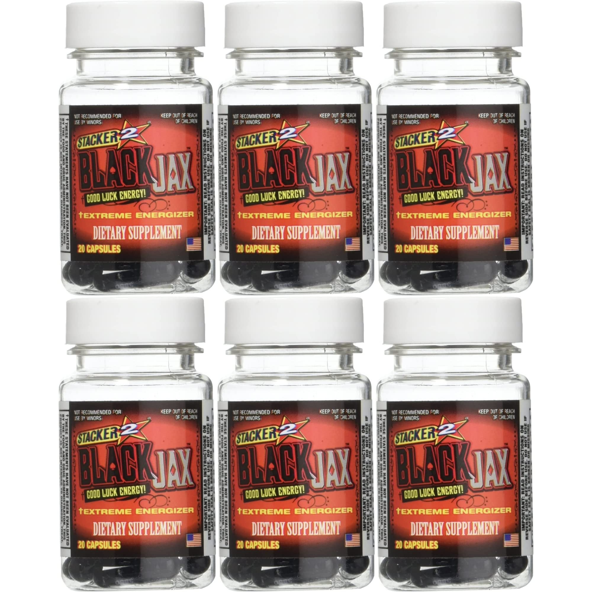 STACKER 2 Black Jax bottle front view for on-the-go energy boost.